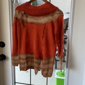 Orange and Brown Women's Sweater